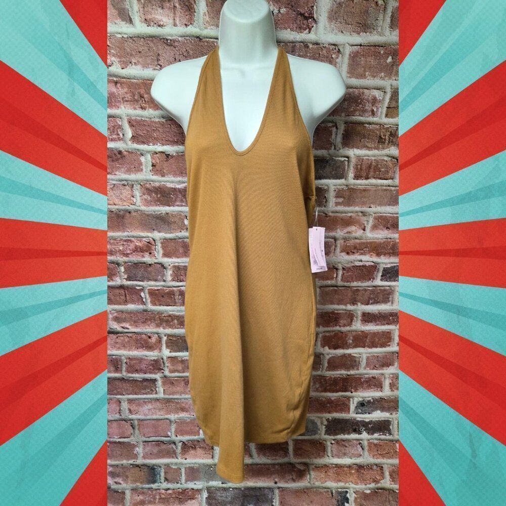 Wild Fable Ribbed Mini Dress | Women’s XL | Cognac Sleeveless‎ Tie-Strap Dress